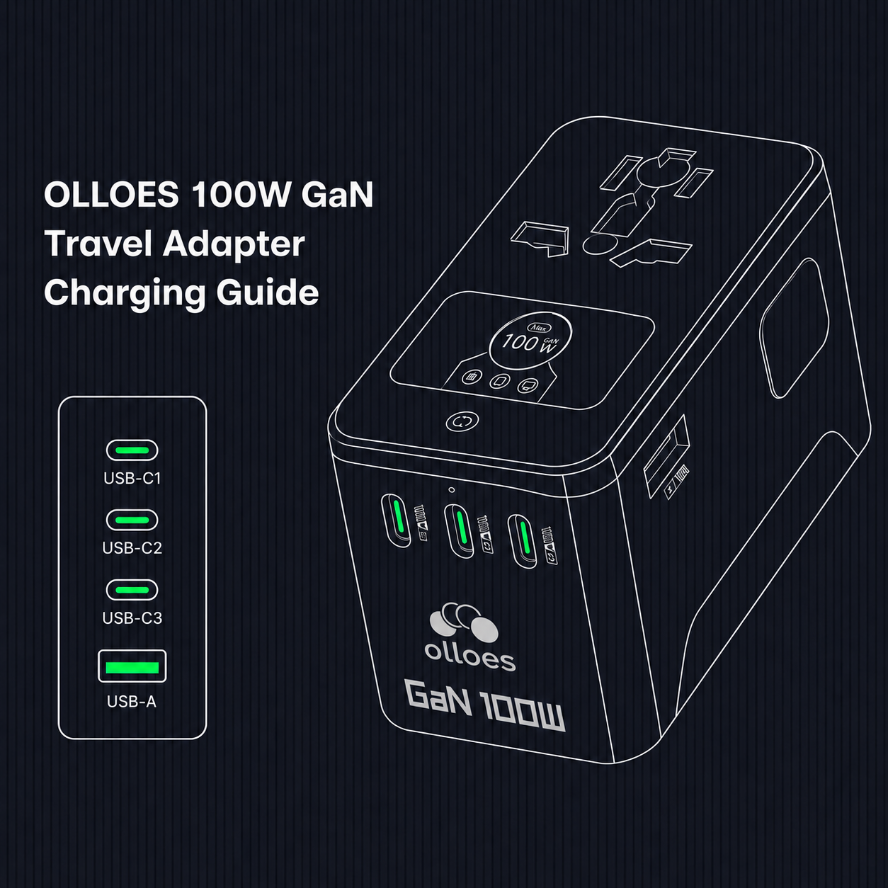 Olloes Travel Adapter Pro Touch 100W