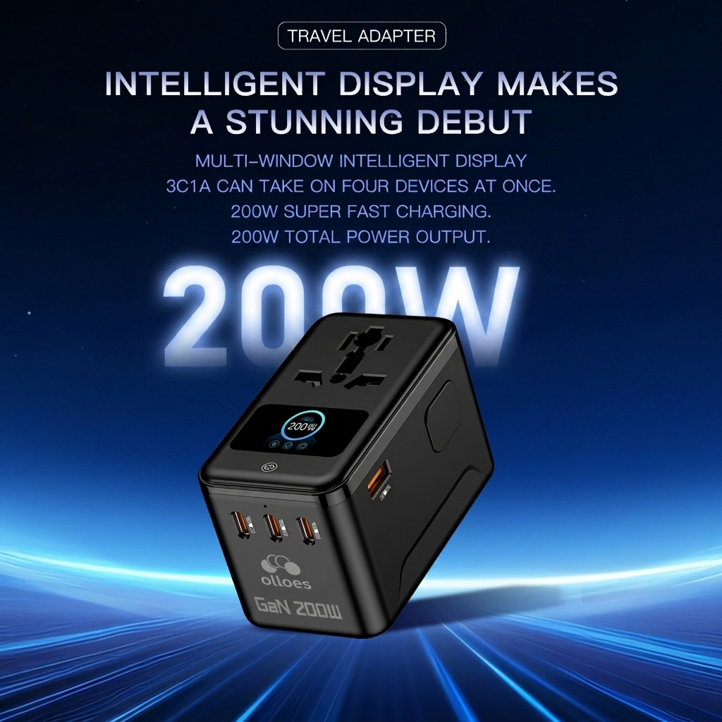 Olloes Travel Adapter Ultra Touch 200W